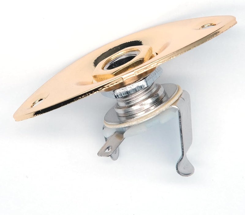 harpfeas Metal 1/4" Oval Guitar Input Jack Output Plate Jackplate Socket for Fender Strat Tele (Gold) - Image 5